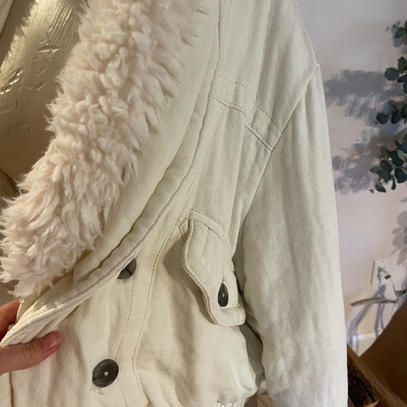 Thick ivory linen bomber jacket soft free people - Picture 8 of 10